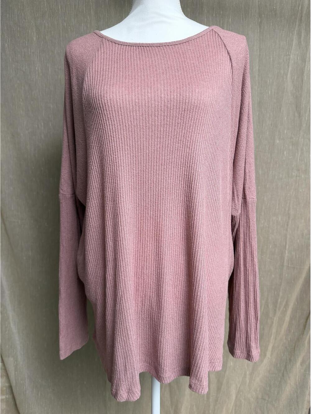 SO Pink Ribbed Sweater with cross detail in back - XL